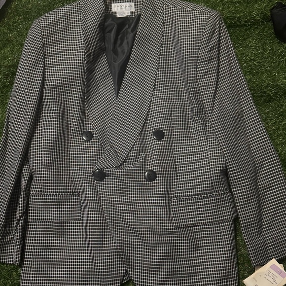 Le Suit Black and White Checkered Blazer - Picture 1 of 3